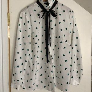 Eloquii - Printed Tie Neck Blouse